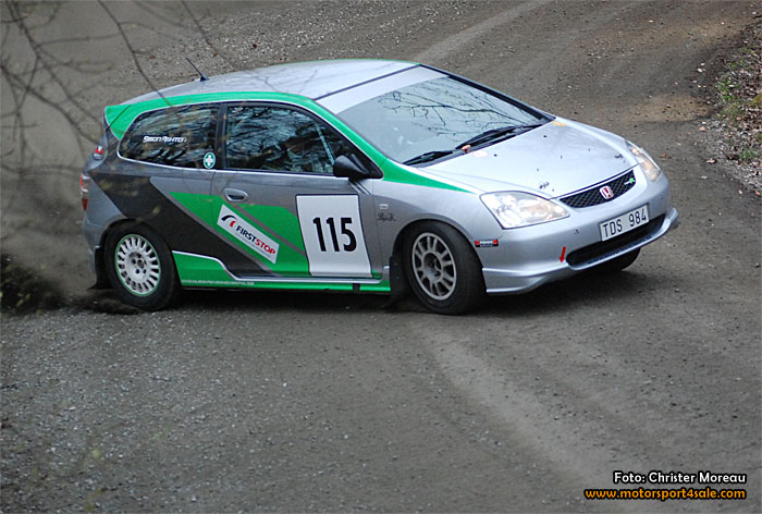 Poängställningen efter två deltävlingar i Sydsvenska Rallycupen 