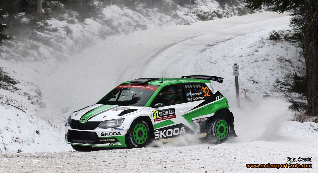 Pontus Tidemand leder WRC2 i Rally Sweden 2017