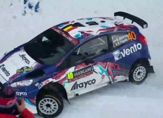 Kevin Abbring floffar snödrivan i Rally Sweden