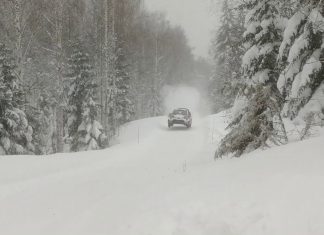 Marcus Grönholm testar sin Toyota Yaris inför Rally Sweden