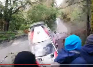 Latvalas krasch på SS7 i Wales Rally GB 2019 Latvalas krasch i Wales Rally GB