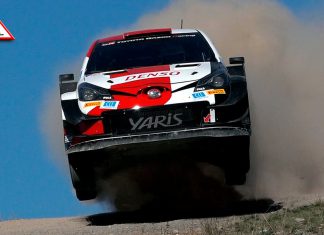 Juho Hänninen flyger fram med WRC-Yarisen på test
