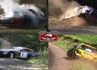 Fransk rallyaction med en Aston Martin V8 Vantage och en Porsche 996 GT3